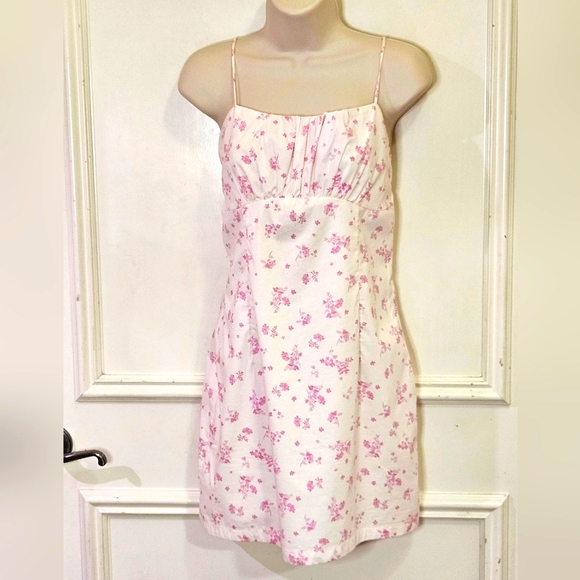 COTTON CANDY LA White/Pink Multi-Color Floral Sleeveless Mini Dress,Large - Picture 11 of 16